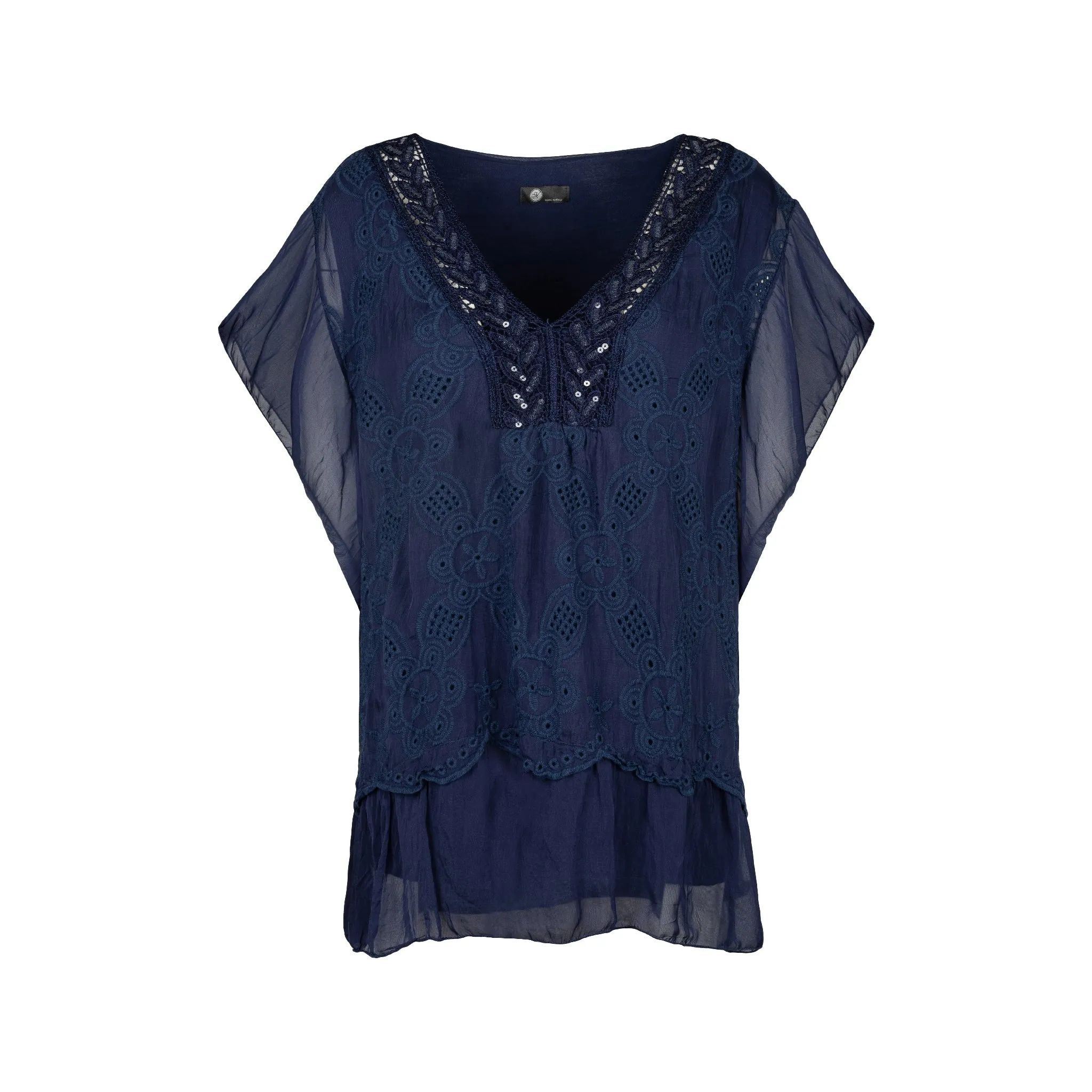 M Made in Italy  Women's Woven and Knitted Short Sleeve Tunic