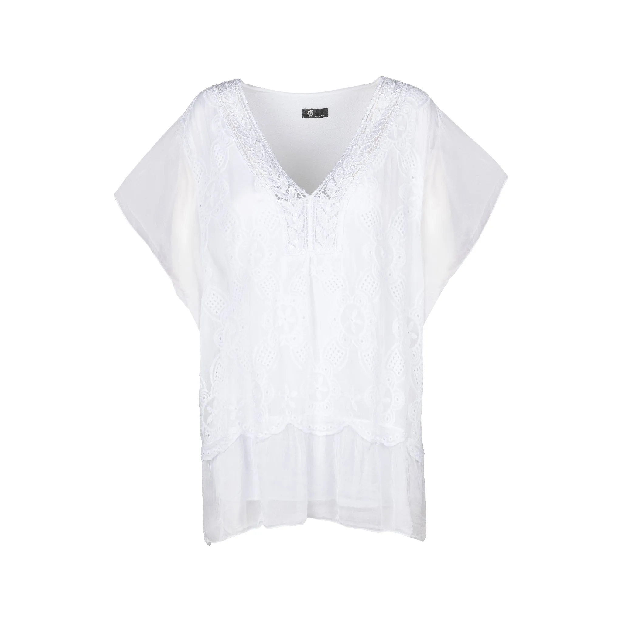 M Made in Italy  Women's Woven and Knitted Short Sleeve Tunic