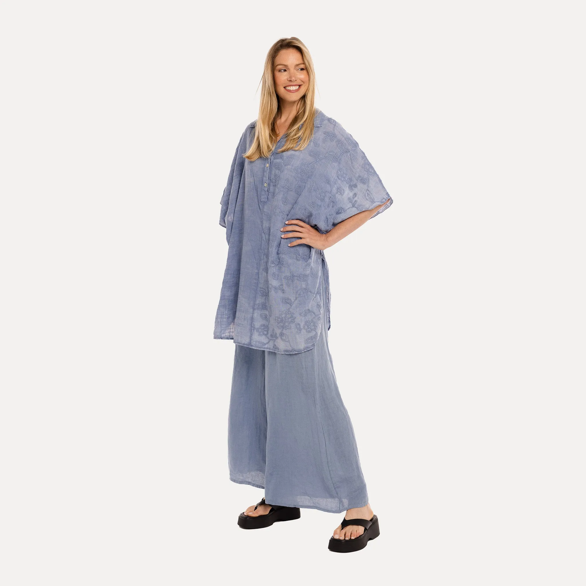 M Made in Italy  Women's Woven Half Sleeve Tunic