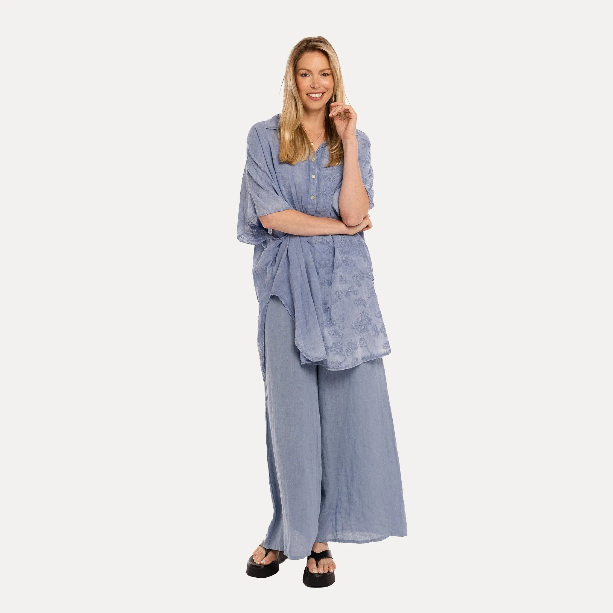 M Made in Italy  Women's Woven Half Sleeve Tunic