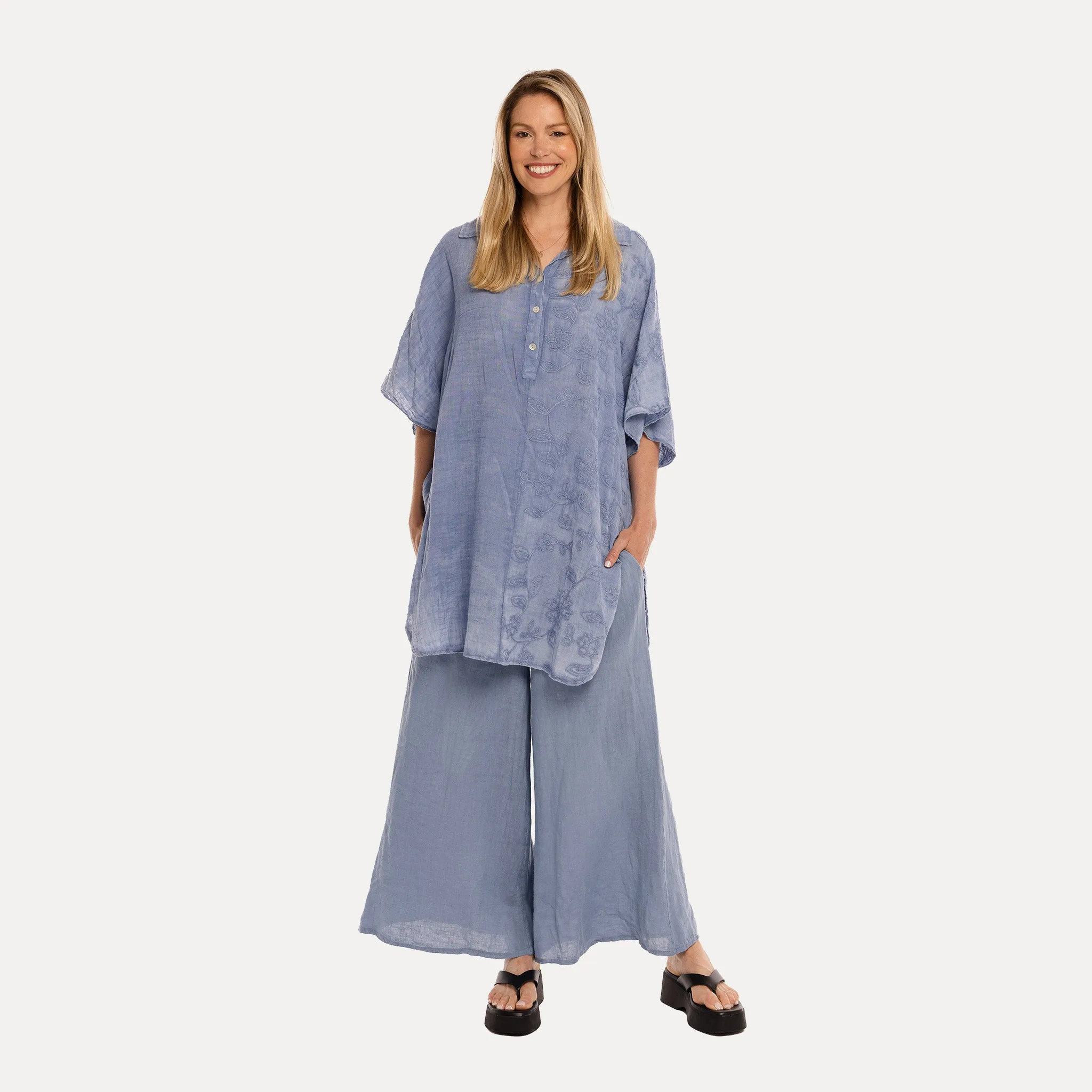 M Made in Italy  Women's Woven Half Sleeve Tunic