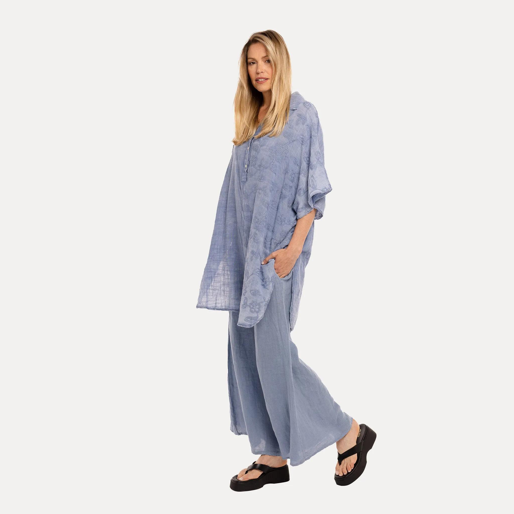 M Made in Italy  Women's Woven Half Sleeve Tunic