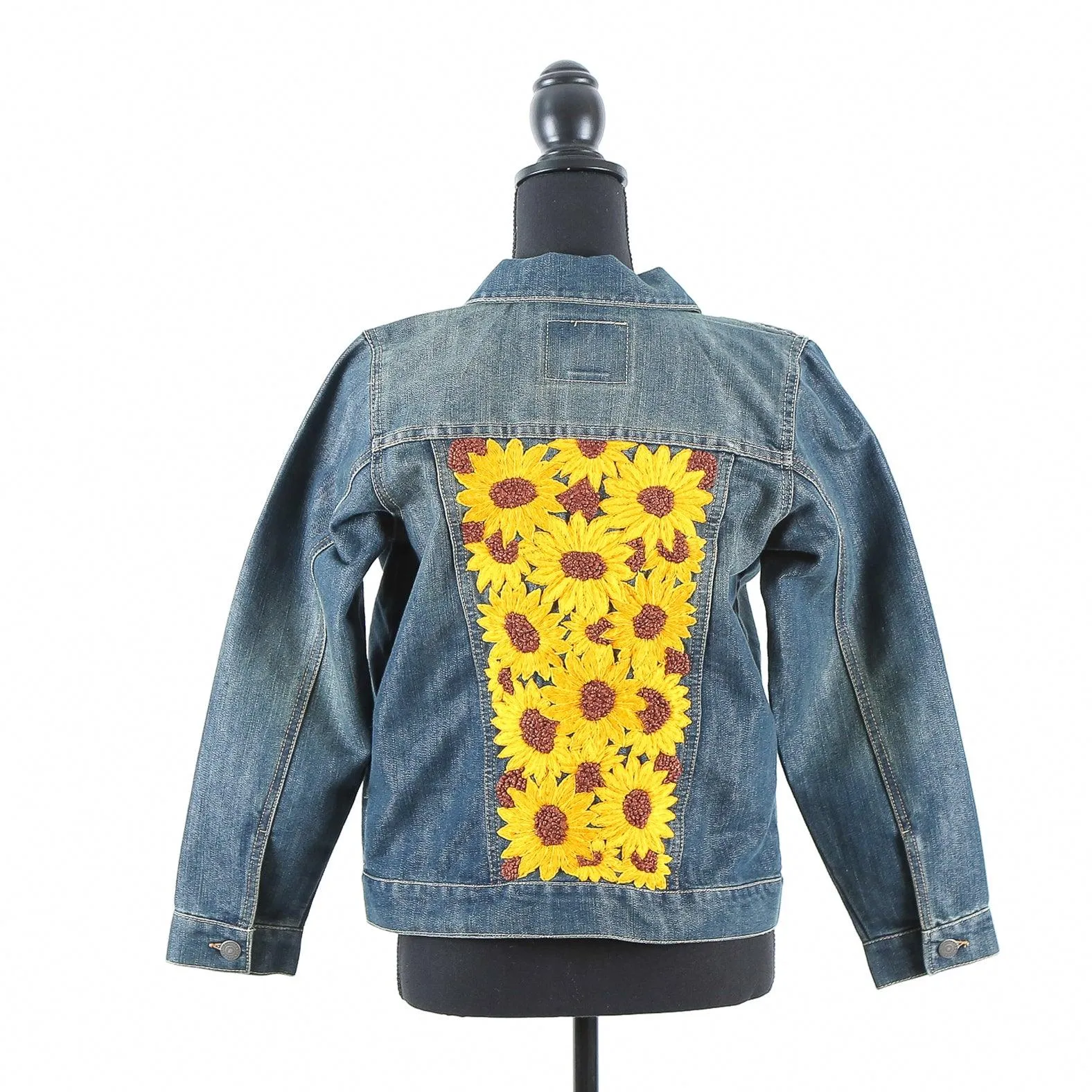 MK22512 - Embroidered Denim Jacket Black - Hooded