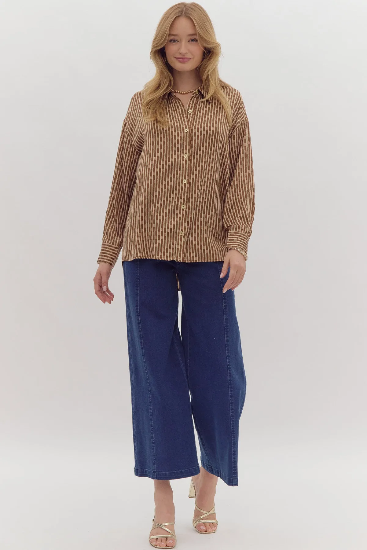 Mocha Striped Pattern Blouse