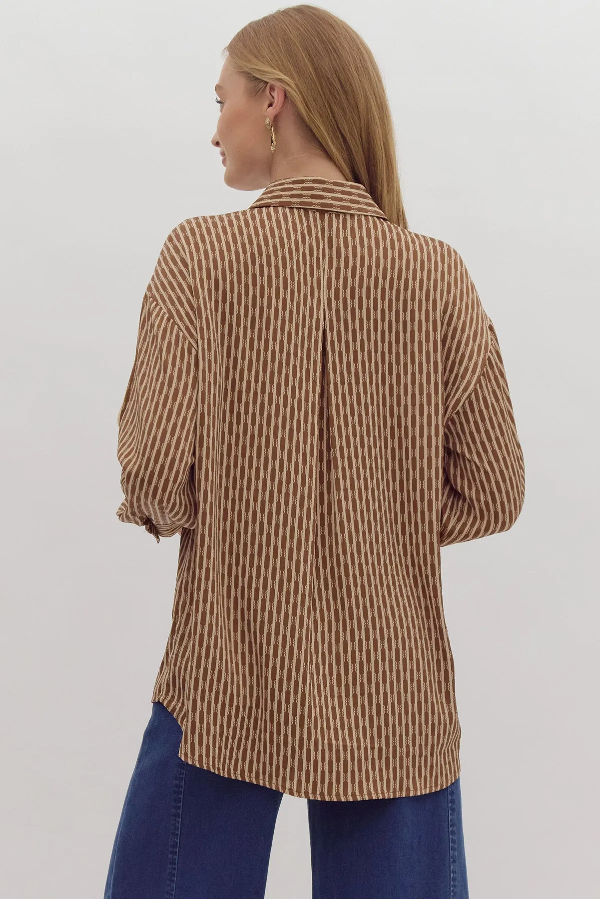 Mocha Striped Pattern Blouse
