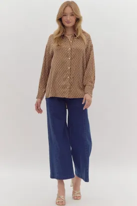 Mocha Striped Pattern Blouse