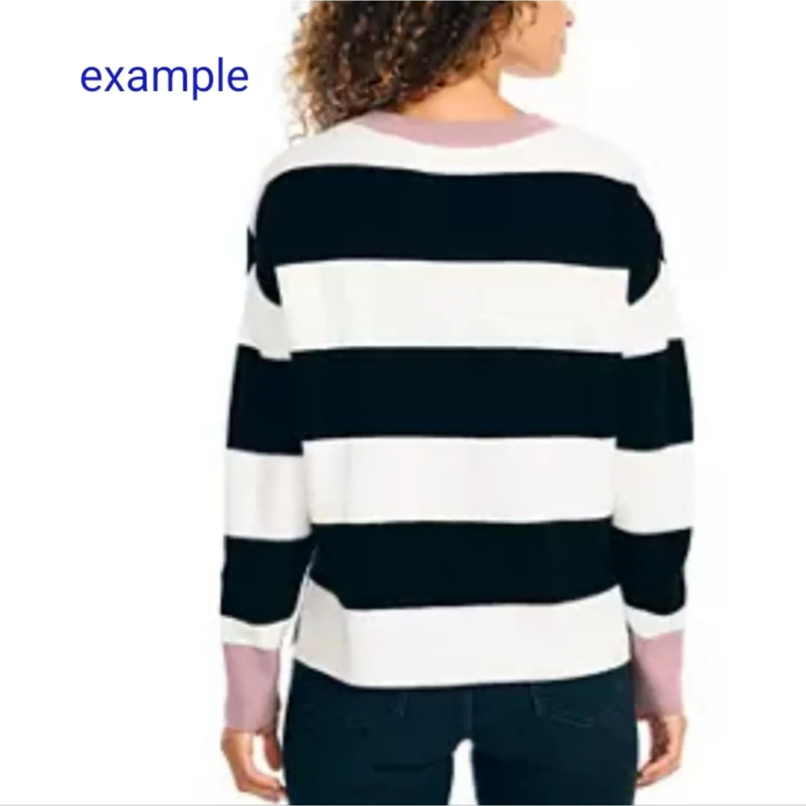 Nautica Striped V Neck Sweater Black White Red