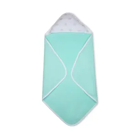 Premium Baby Hooded Towel With Heart Print Muslin Hood, Soft and Lightweight - Blue Tint