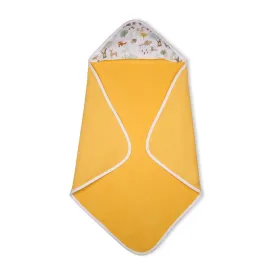 Premium Baby Hooded Towel With Woodland Wonders Muslin Hood, Soft and Lightweight - Yellow