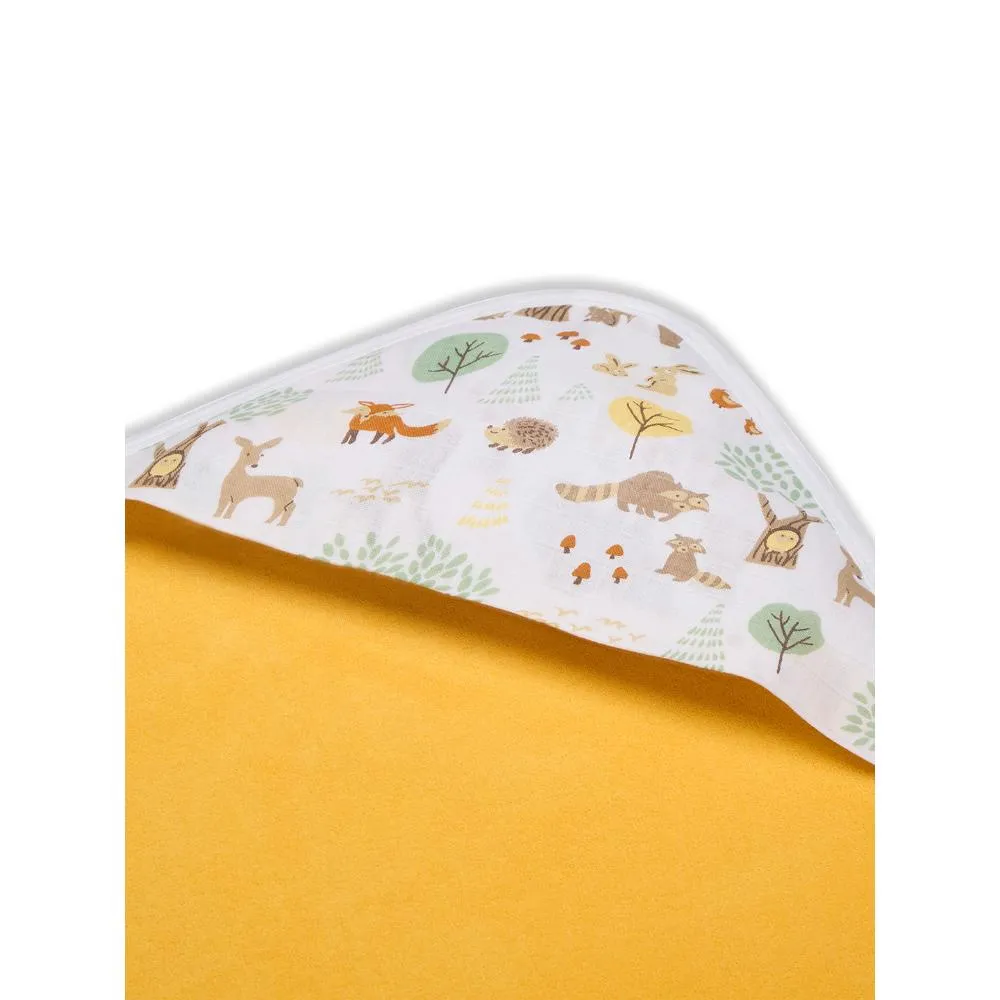 Premium Baby Hooded Towel With Woodland Wonders Muslin Hood, Soft and Lightweight - Yellow