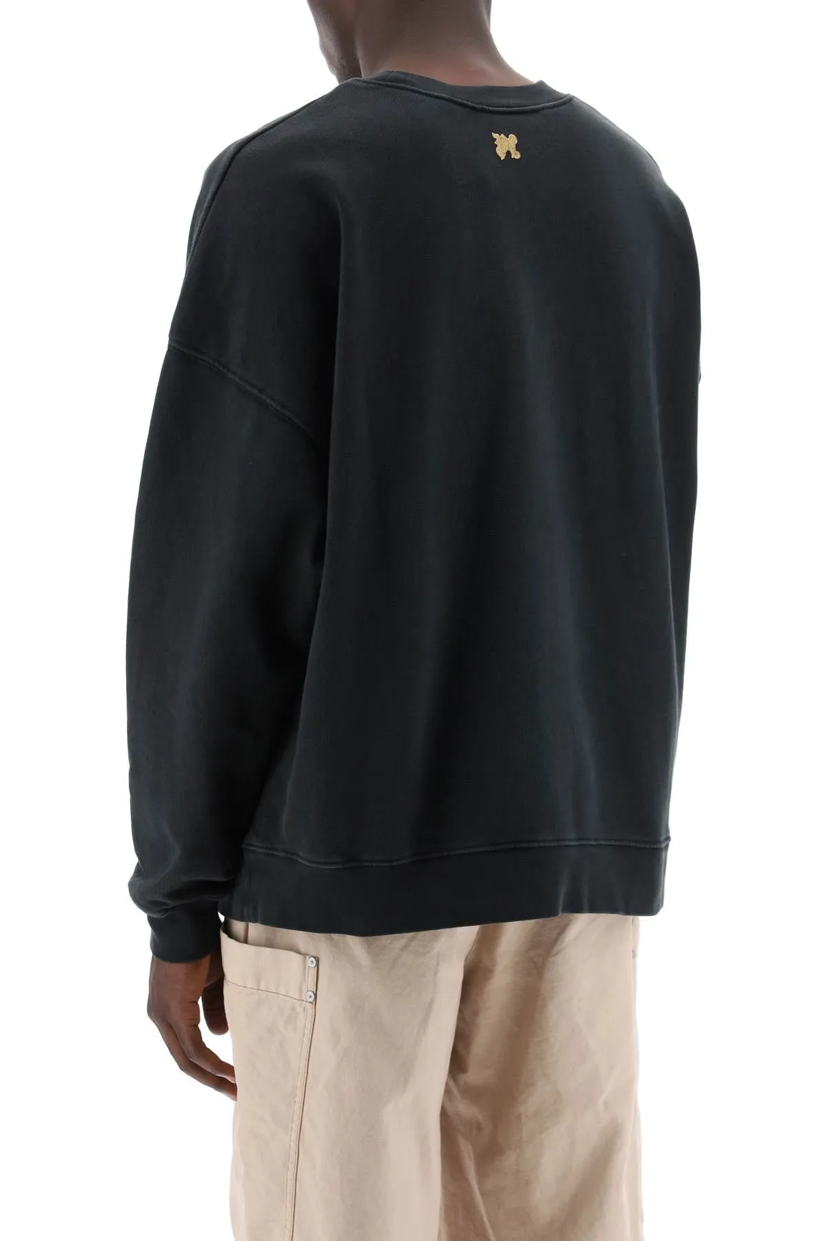 "burning monogram crewneck PMBA074R24FLE004 BLACK GOLD