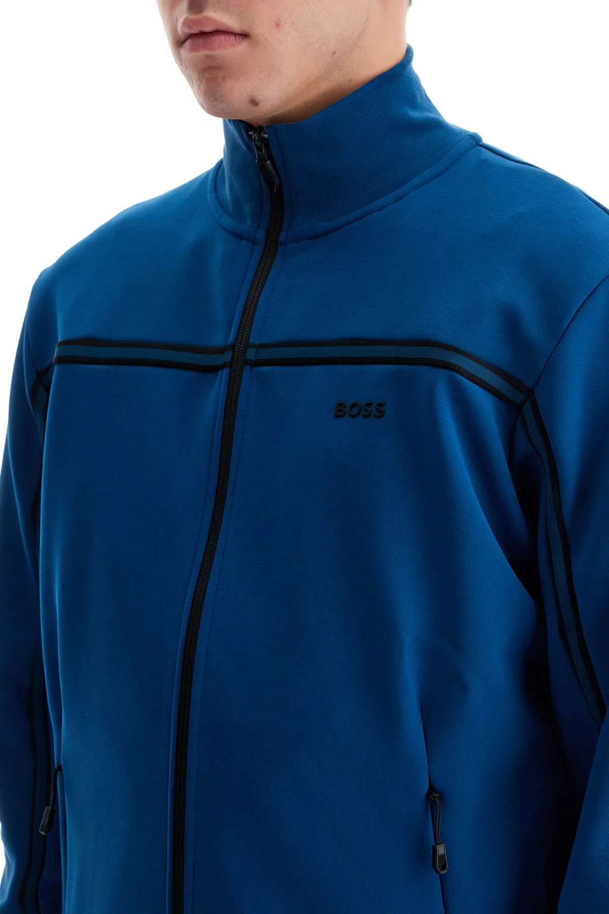 "high-necked sweatshirt in compact jersey 50523896 OPEN BLUE