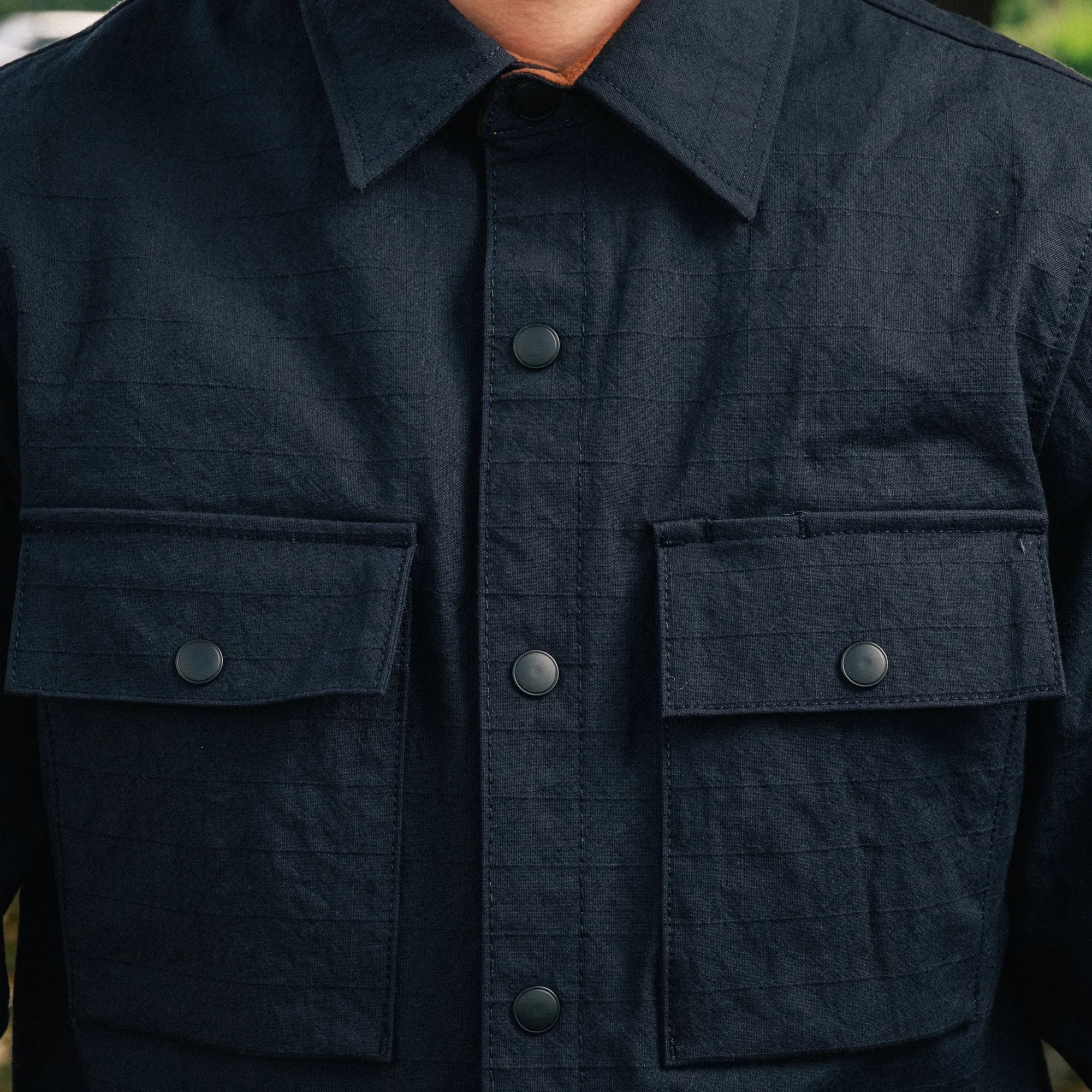 Rogue Territory Oxford Overshirt Navy Nylon Grid FINAL SALE