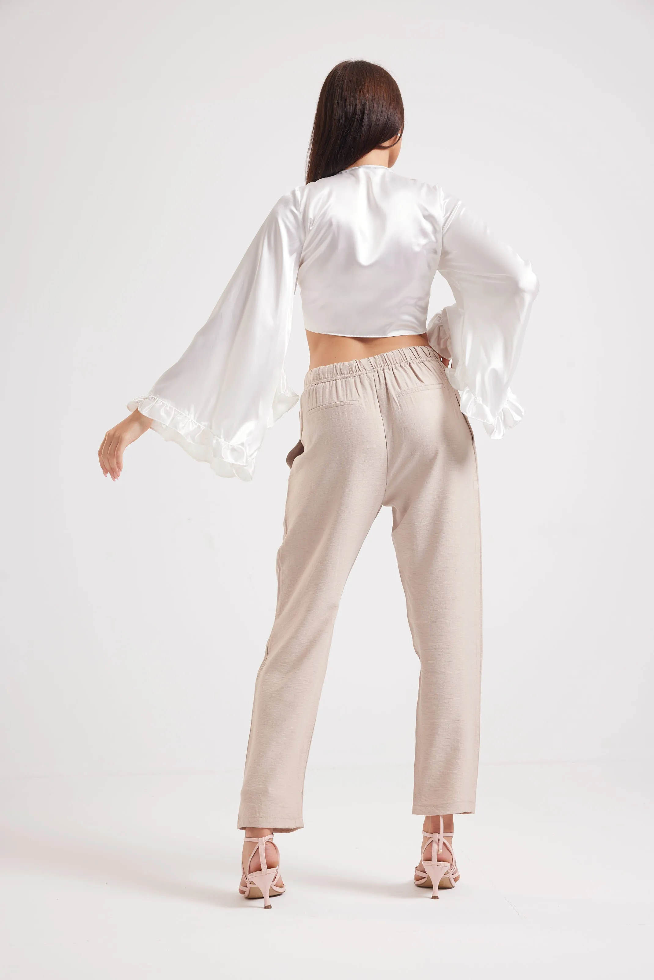 SATIN WRAP IT UP TOP - WHITE