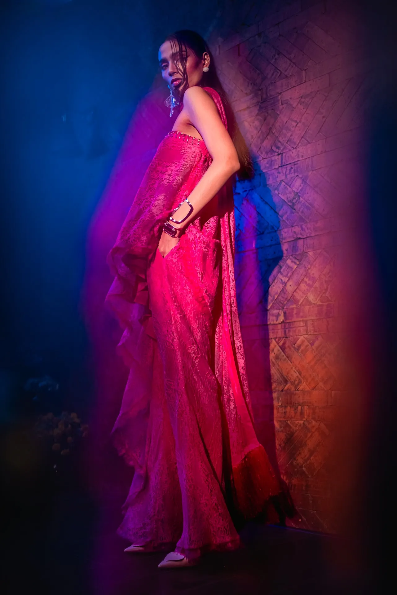 SPINEL PINK TUBE ASYMETTICAL TUNIC WITH DUPATTA
