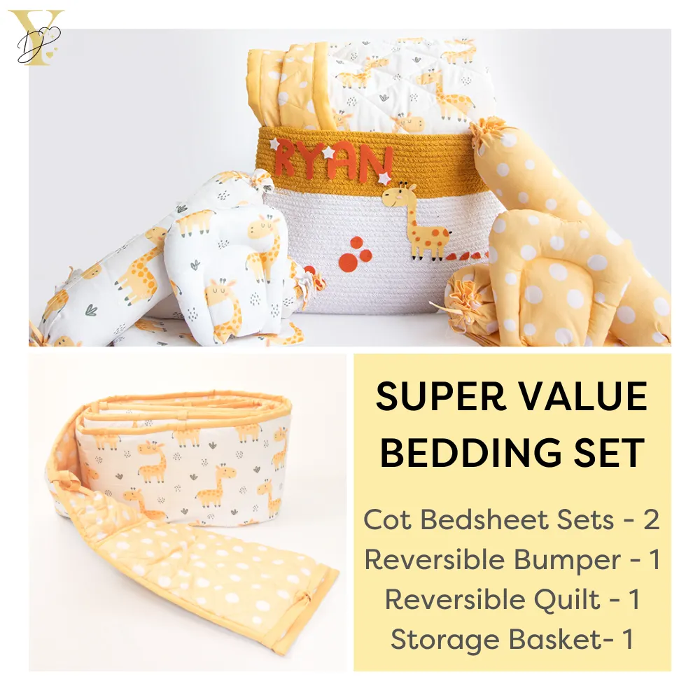 Super Value Bedding Set - Baby Giraffe & Cute Polka (Set Of 11)