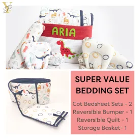 Super Value Bedding Set - Dino Friend & Doodle Circles (Set Of 11)