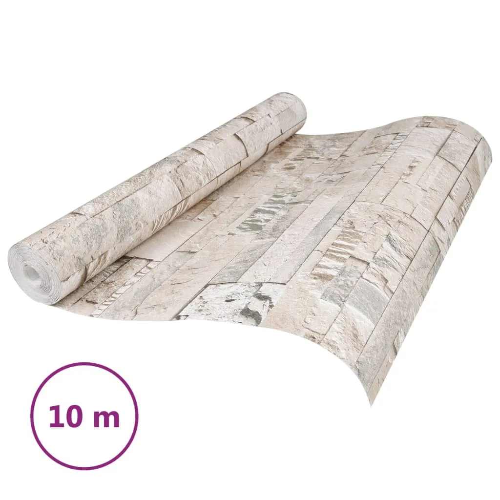 vidaXL Wallpaper 3D Stone Look Grey and Beige 10x0.53 m Non-woven