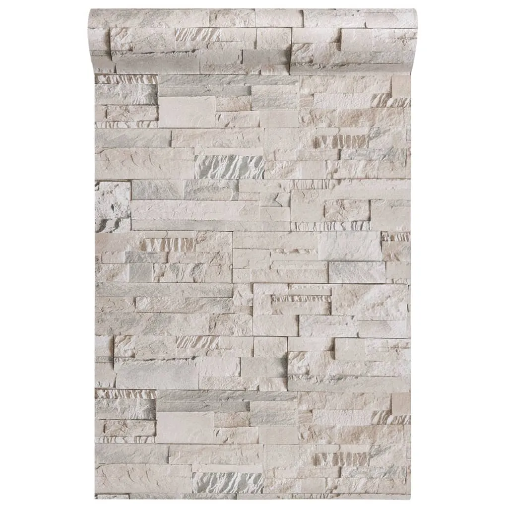 vidaXL Wallpaper 3D Stone Look Grey and Beige 10x0.53 m Non-woven