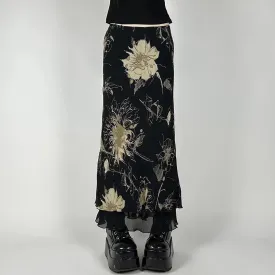 Y2K Aesthetic Floral Print Double Layer Mesh A-Line Fairy Skirt